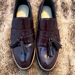 Zara  Burgundy Tassel Loafers size 37